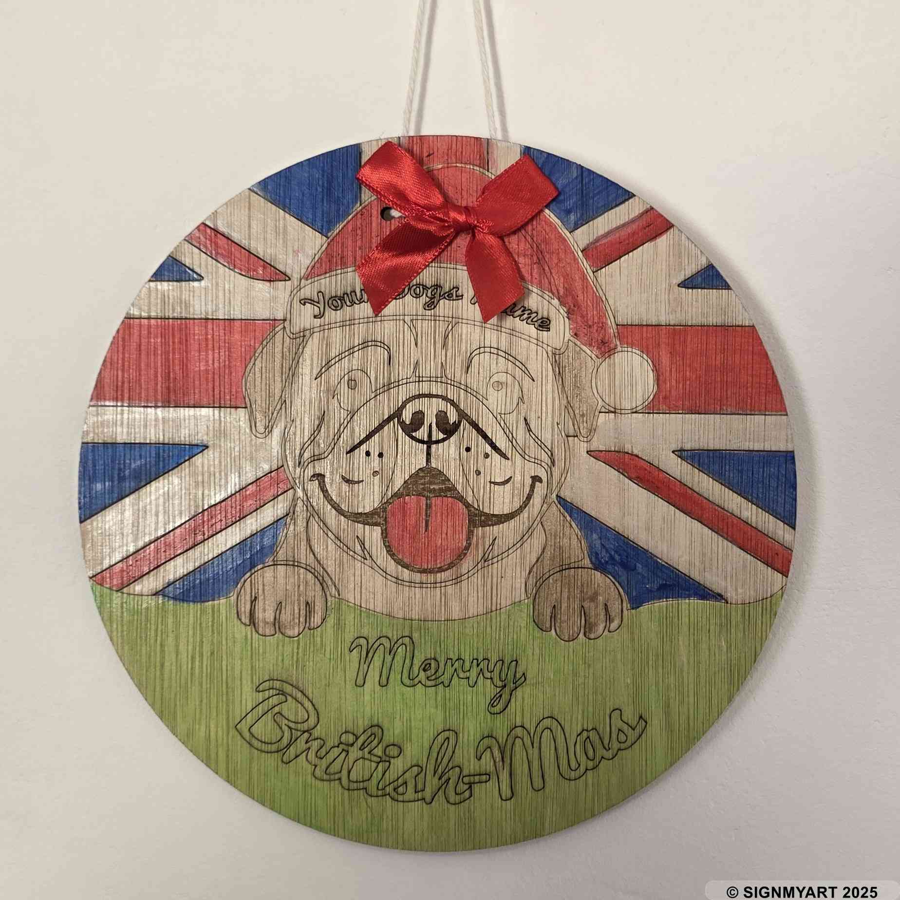 Choose from 35 Dog Breeds – Personalised Woofmas Sign Merry Chrsitmas – Custom Dog Name Christmas Bauble Decoration