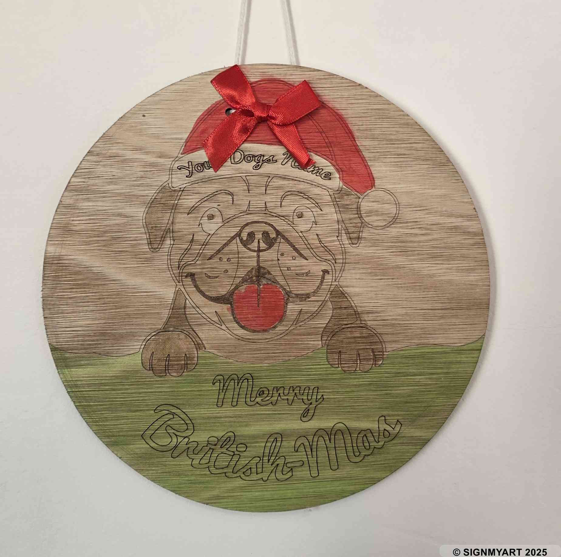 Choose from 35 Dog Breeds – Personalised Woofmas Sign Merry Chrsitmas – Custom Dog Name Christmas Bauble Decoration