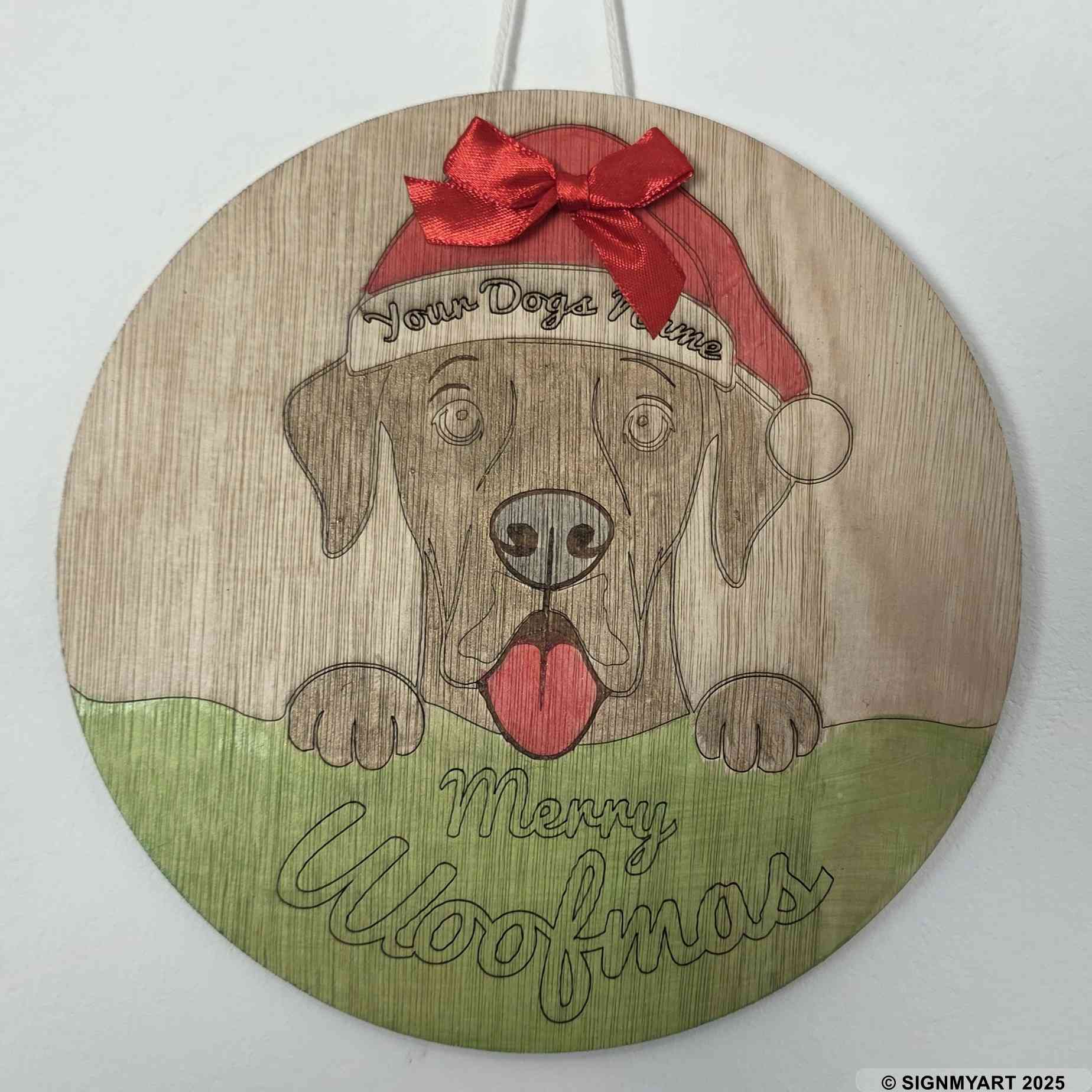Choose from 35 Dog Breeds – Personalised Woofmas Sign Merry Chrsitmas – Custom Dog Name Christmas Bauble Decoration