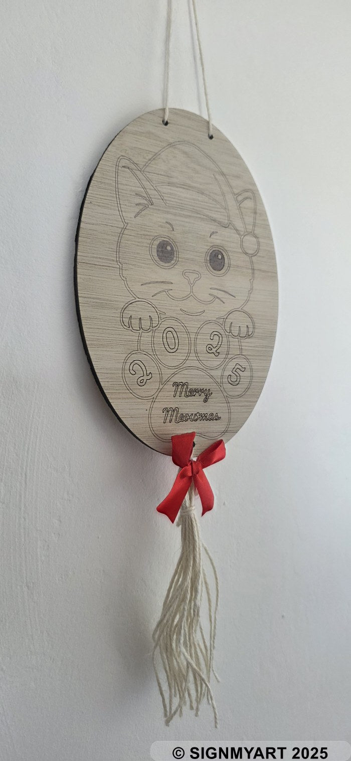 Meowmas British Shorthair Cat Sign Christmas Bauble Decoration