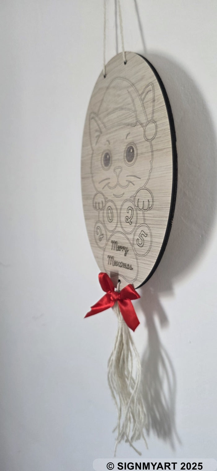 Meowmas British Shorthair Cat Sign Christmas Bauble Decoration