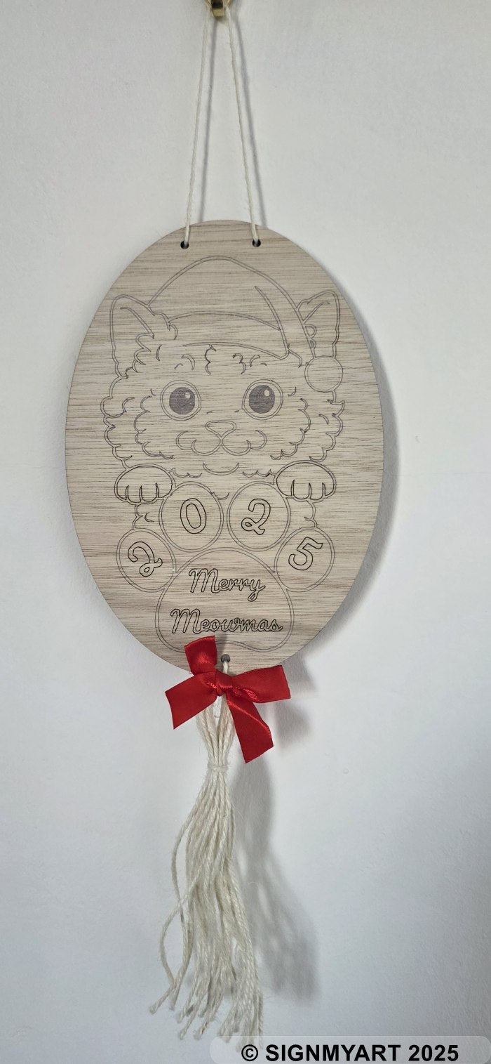 Meowmas Selkirk Rex Sign Christmas Bauble Decoration