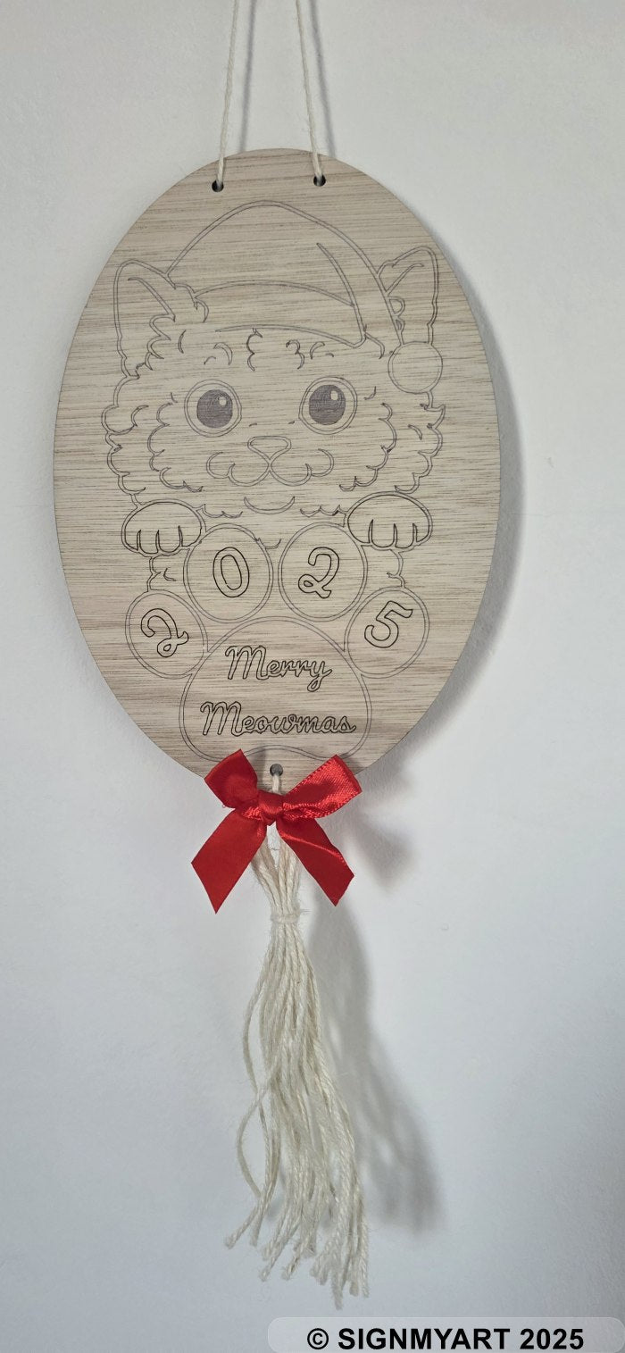 Meowmas Selkirk Rex Sign Christmas Bauble Decoration