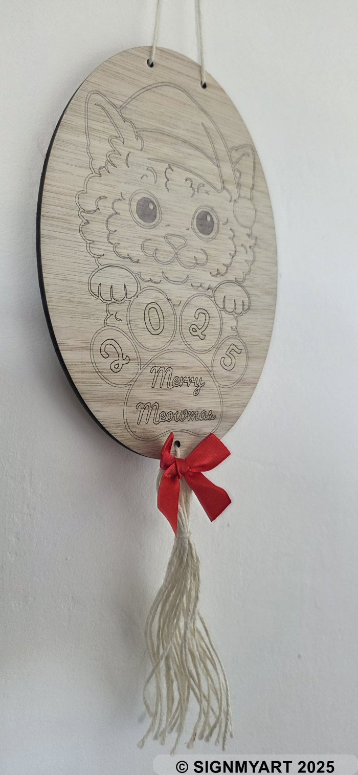 Meowmas Selkirk Rex Sign Christmas Bauble Decoration