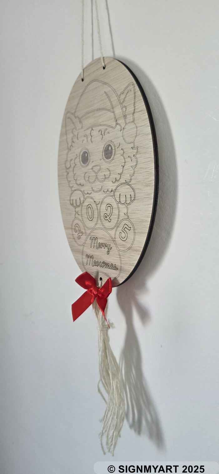 Meowmas Selkirk Rex Sign Christmas Bauble Decoration