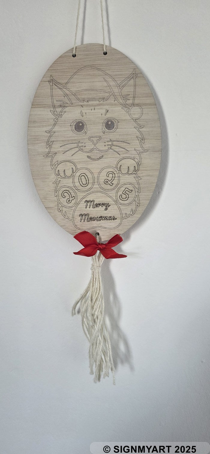 Meowmas Maine Coon Sign Christmas Bauble Decoration