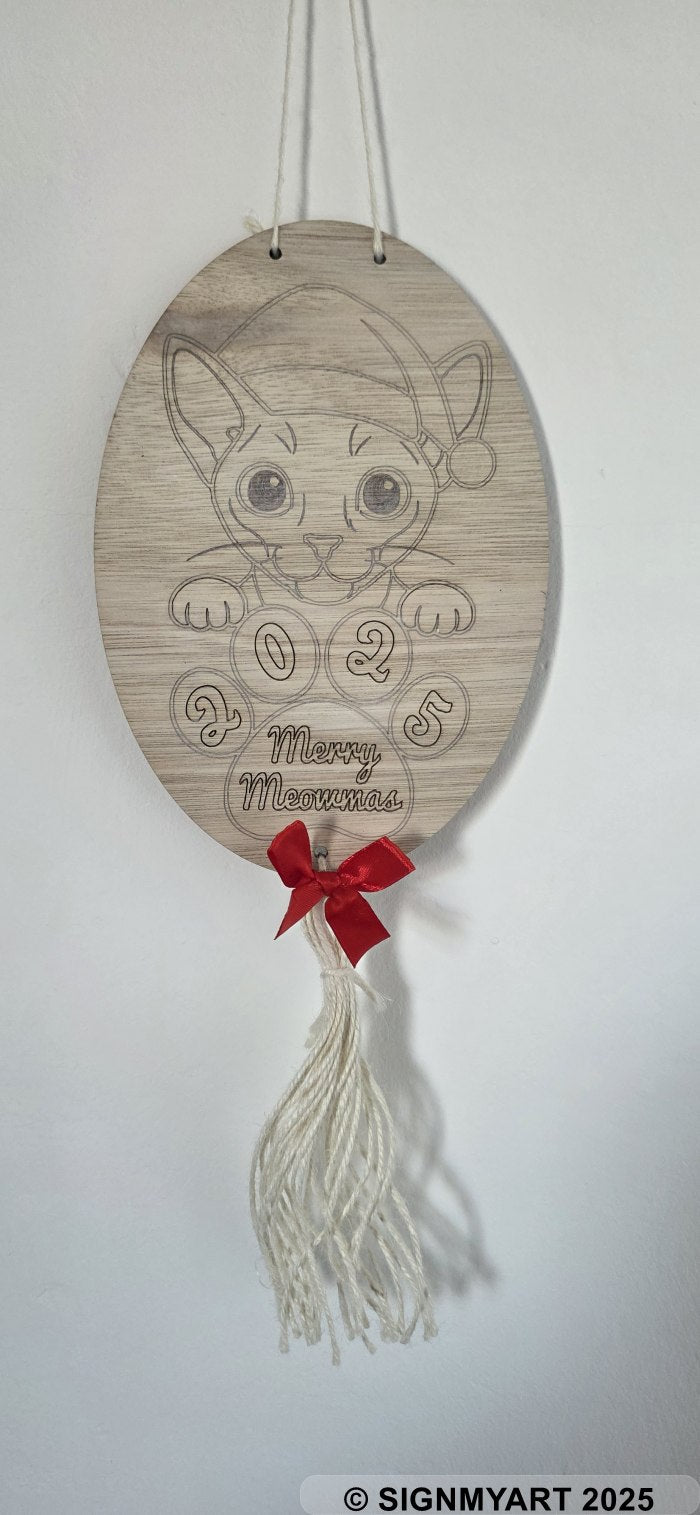 Meowmas Donskoy Cat Sign Christmas Bauble Decoration