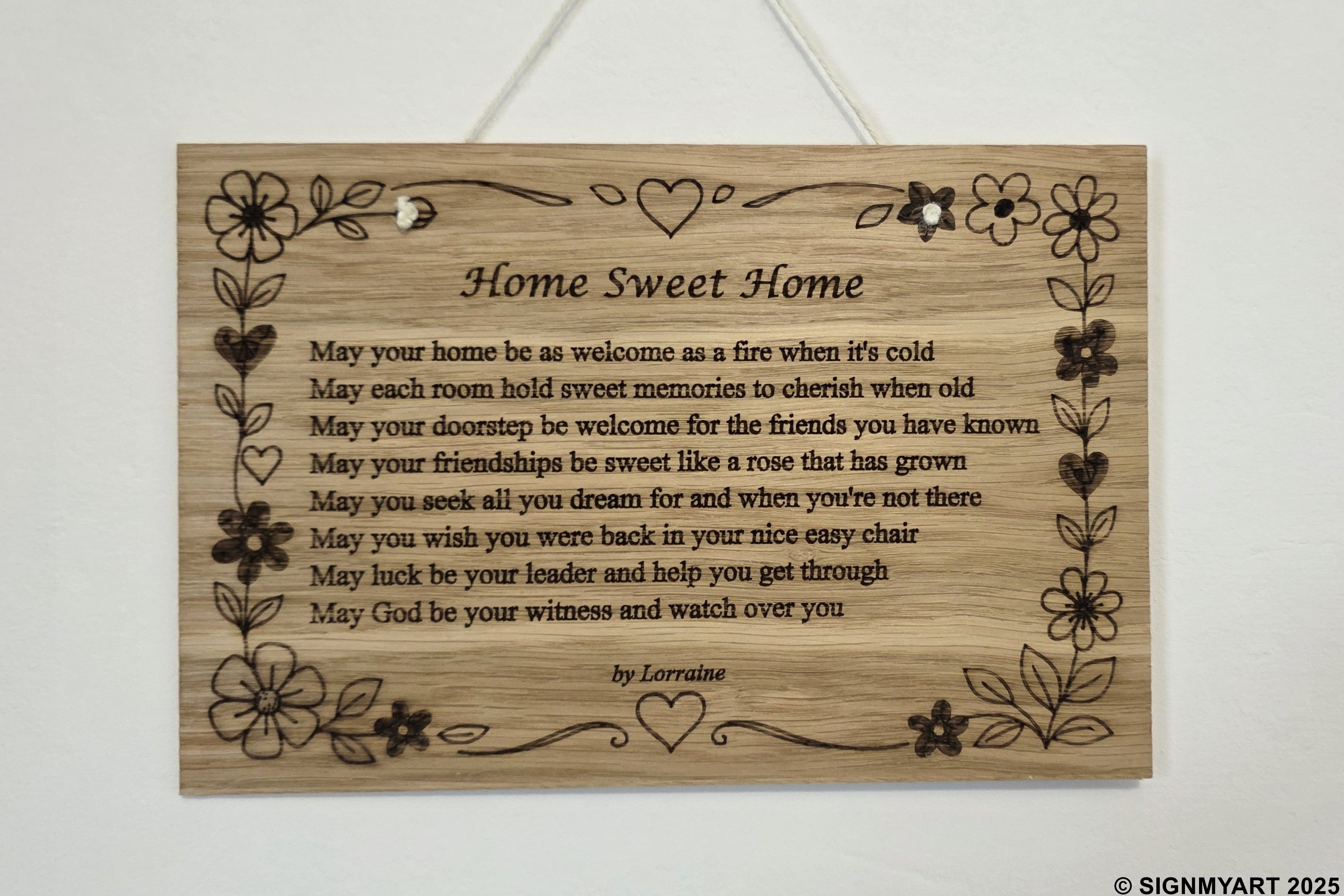 Home Sweet Home – Original Poem Plaque Oak