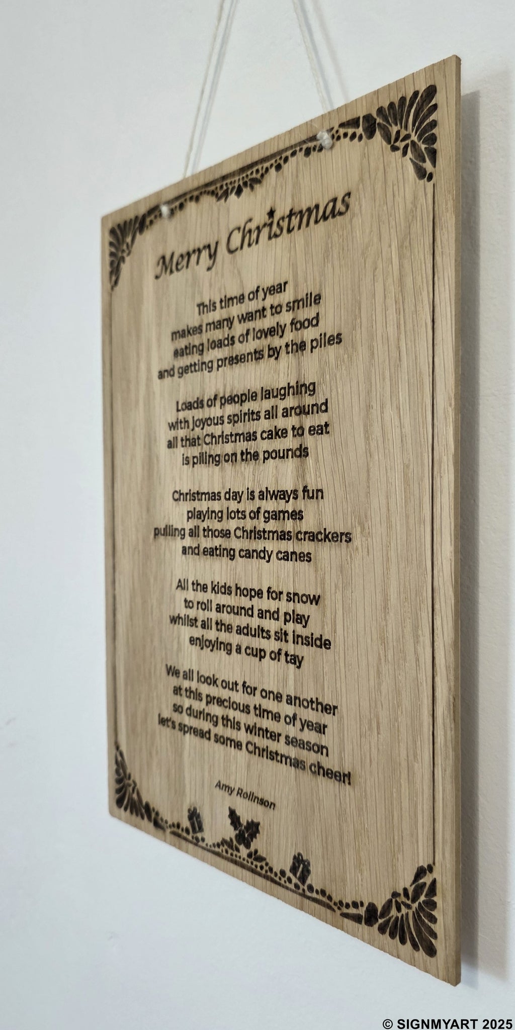 Merry Christmas – Original Poem Plaque Oak