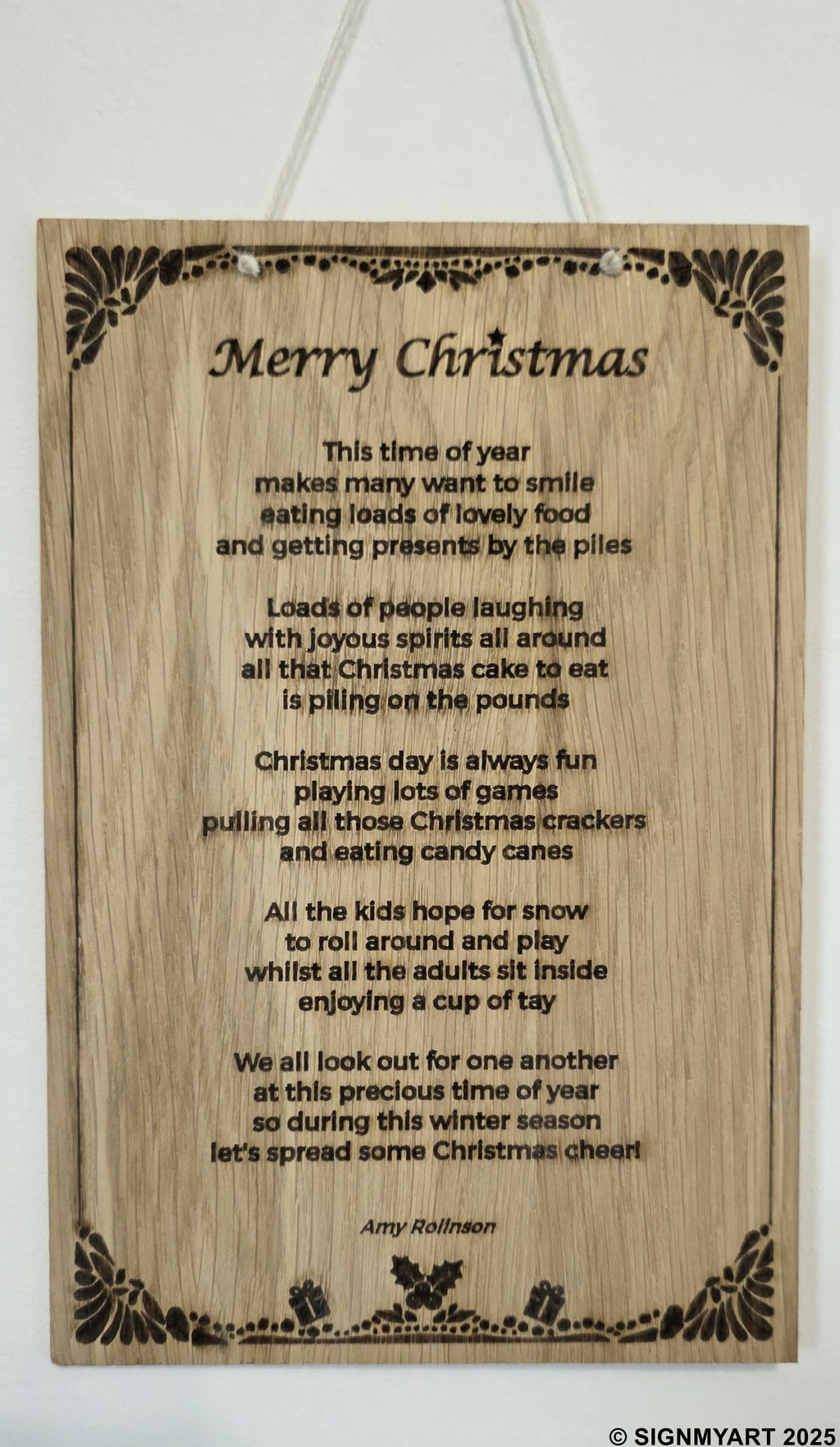 Merry Christmas – Original Poem Plaque Oak