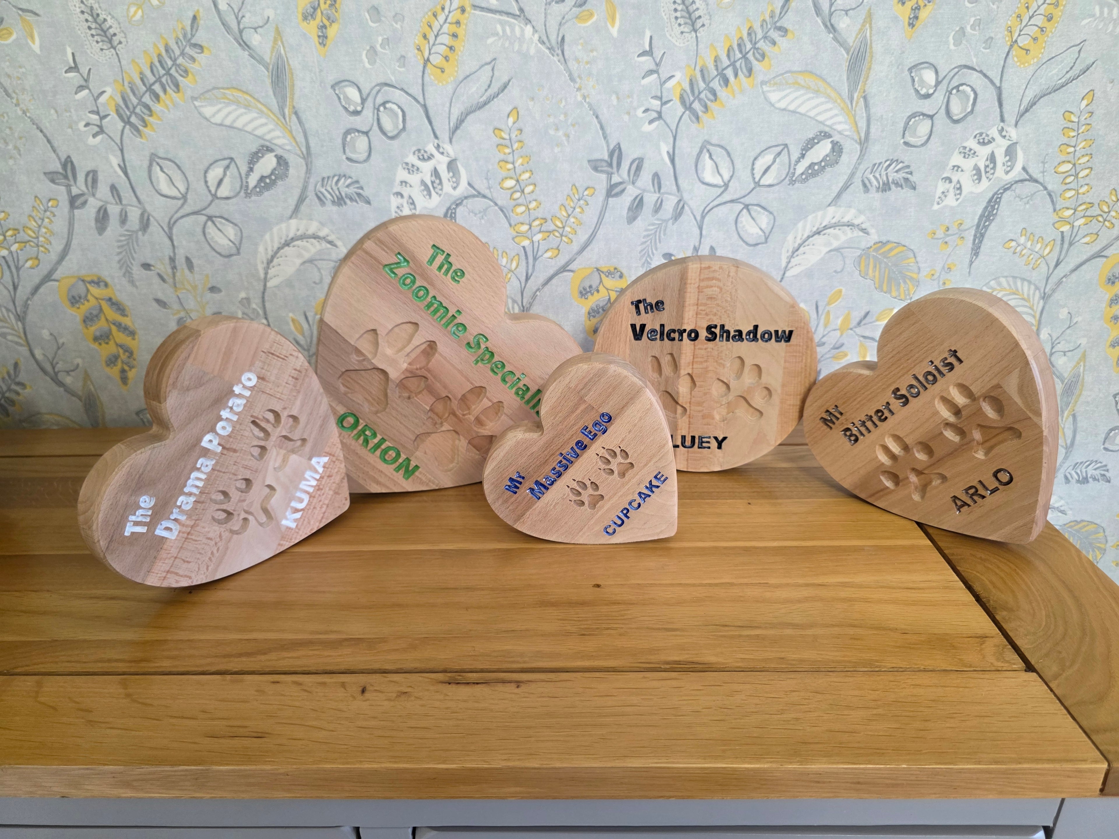 Your Dog’s Actual Paw Print, Deep-Carved in Solid Hardwood