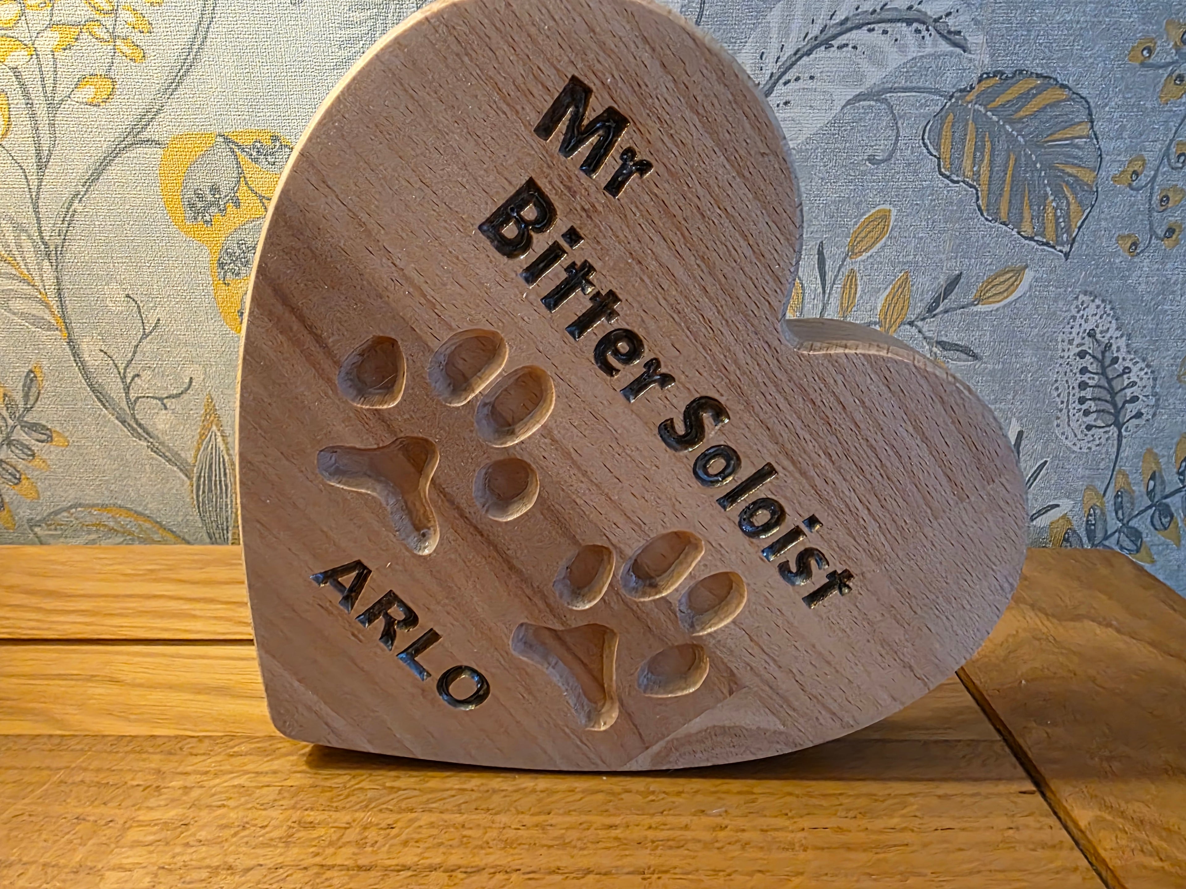 Your Dog’s Actual Paw Print, Deep-Carved in Solid Hardwood