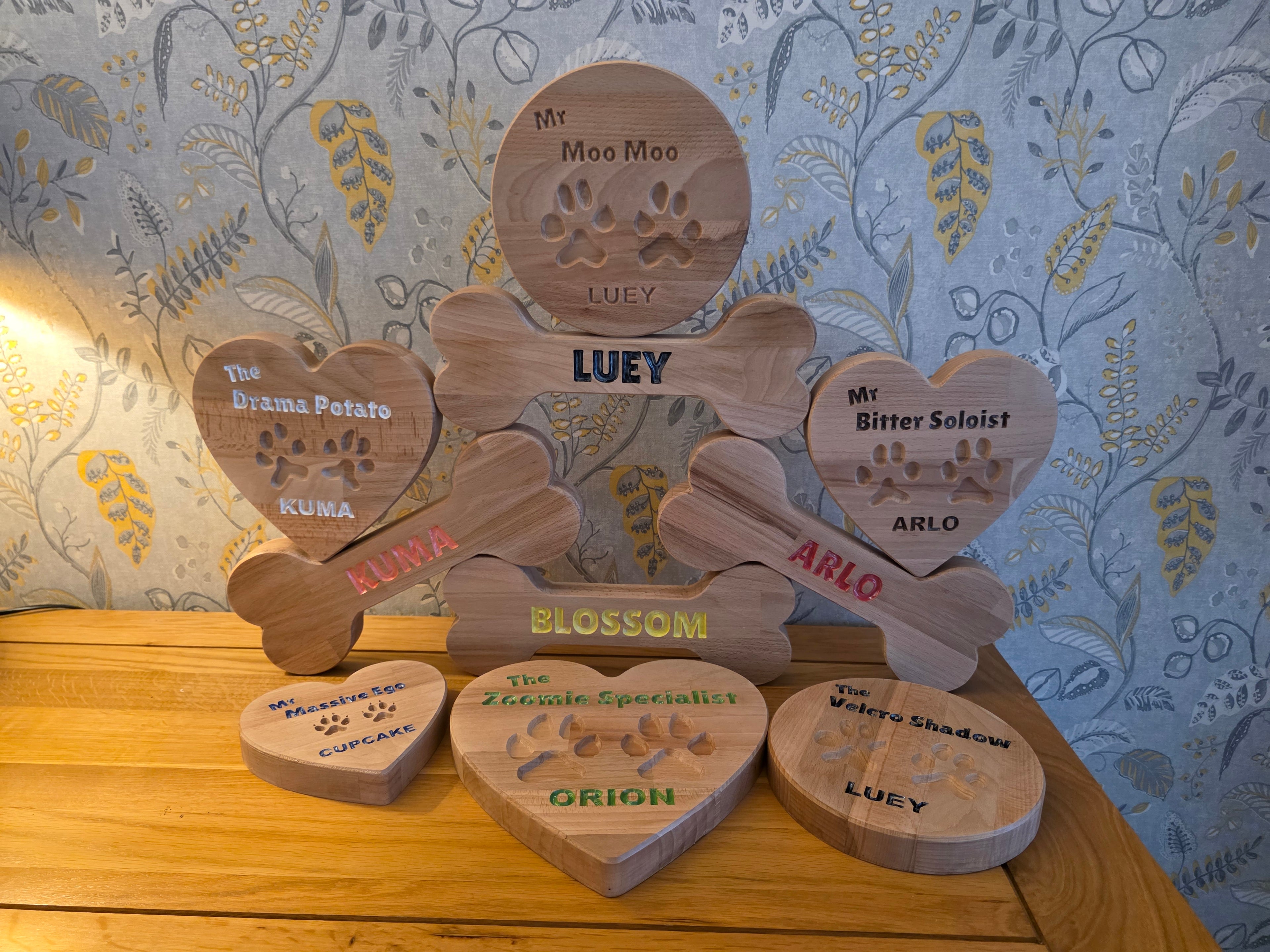 Your Dog’s Actual Paw Print, Deep-Carved in Solid Hardwood