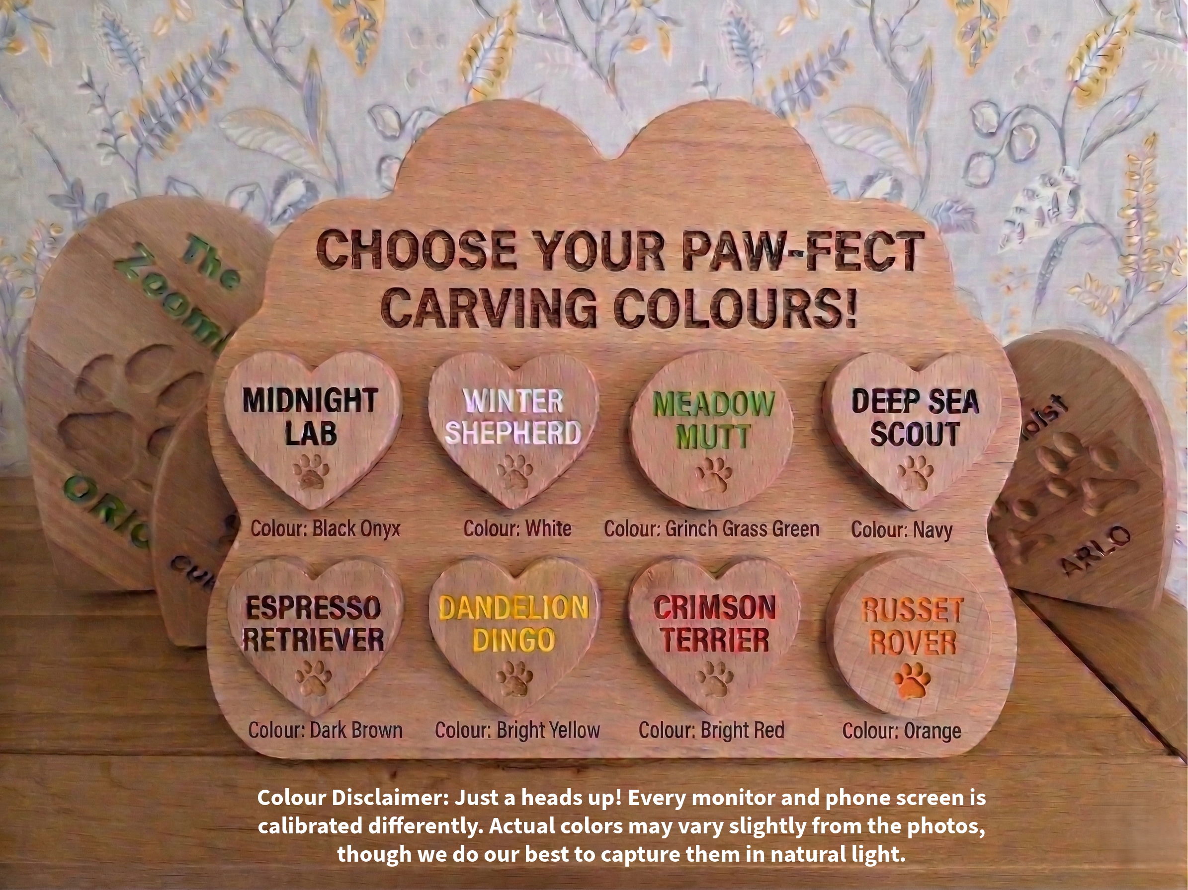 Your Dog’s Actual Paw Print, Deep-Carved in Solid Hardwood