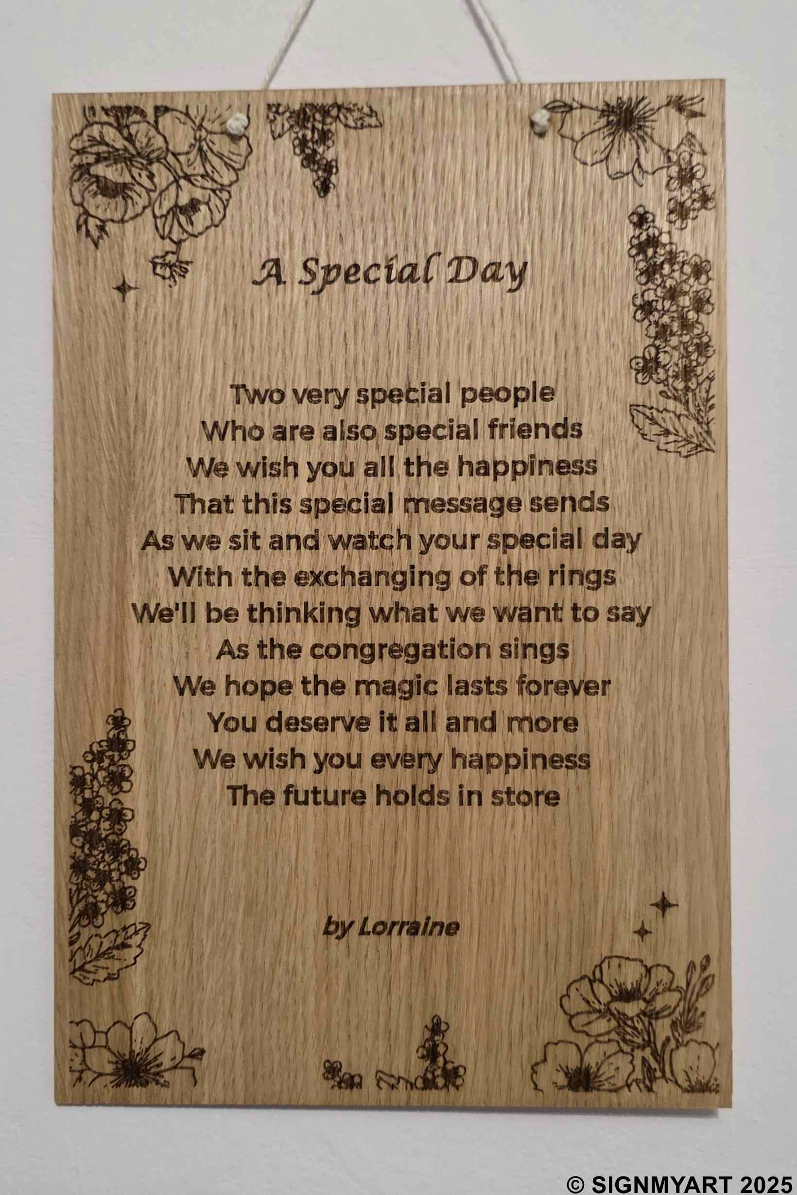 A Special Day – Original Poem Plaque Oak