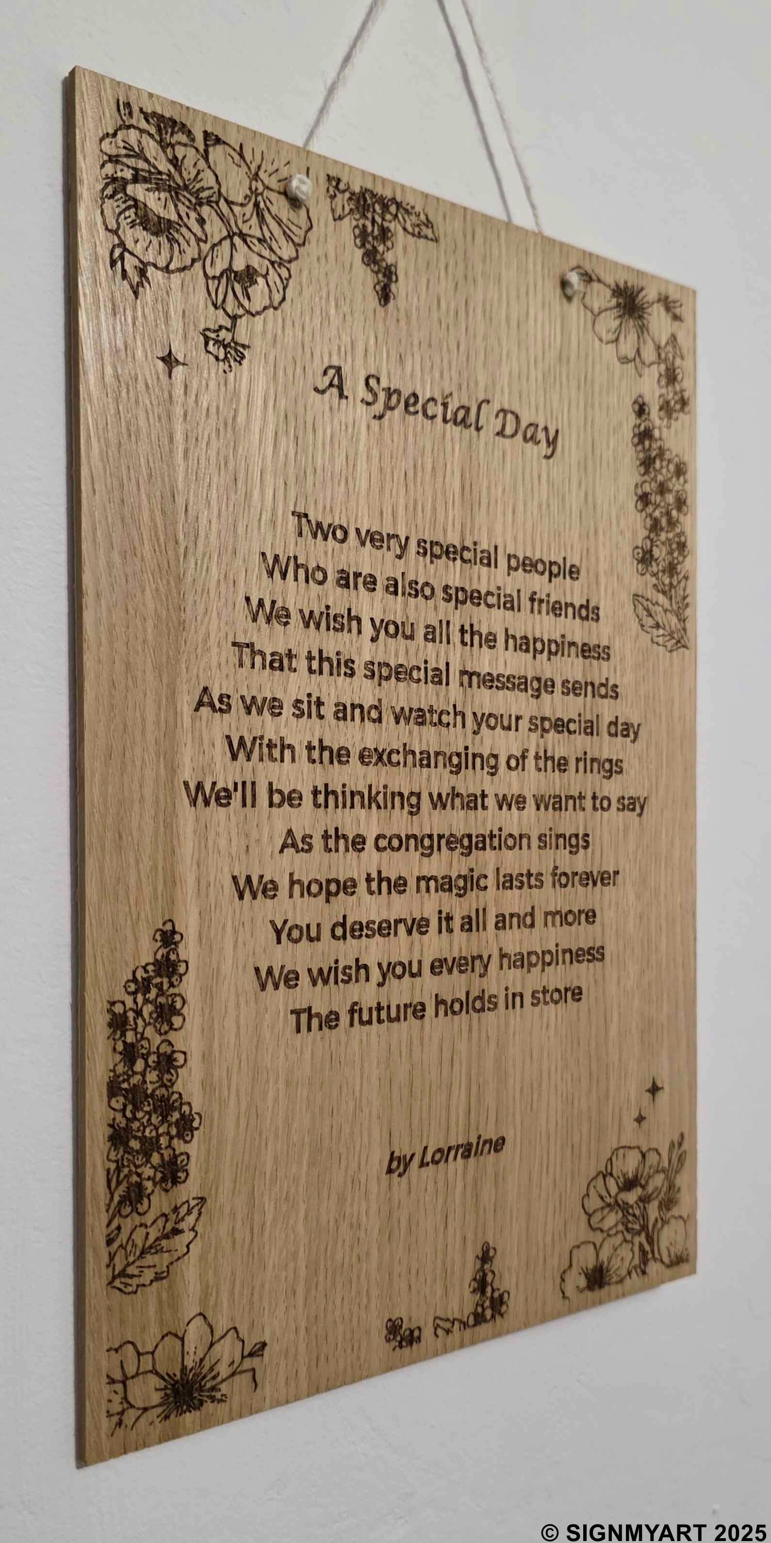 A Special Day – Original Poem Plaque Oak