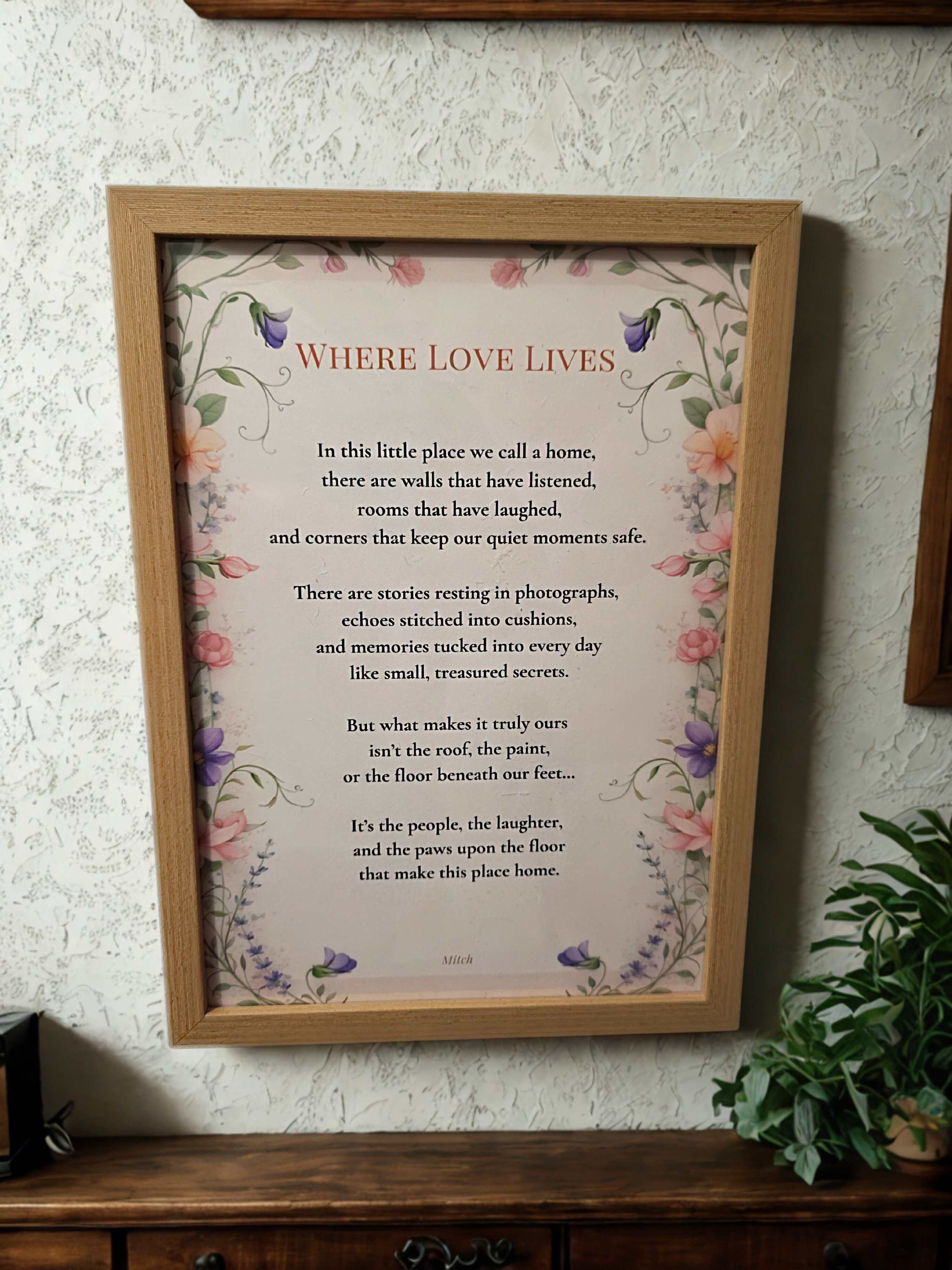 Where Love Lives – Exclusive Framed Poem Print (A4, Matte Paper, Oak-Effect Frame)