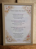 Paws Upon My Heart – Exclusive Framed Poem Print (A4, Matte Paper, Oak-Effect Frame)