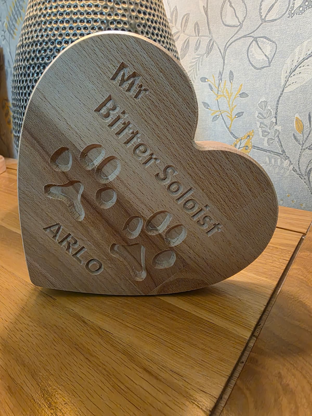 Your Dog’s Actual Paw Print, Deep-Carved in Solid Hardwood